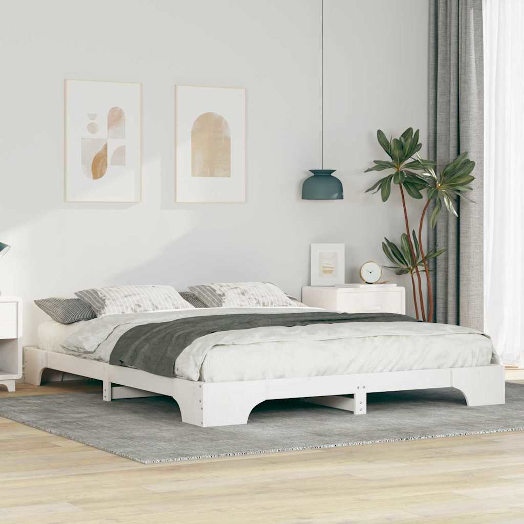 Bed Frame White 160 x 210 cm Solid Pine Wood