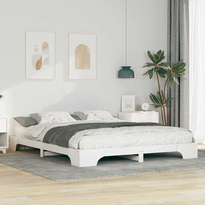 Bed Frame White 160 x 210 cm Solid Pine Wood