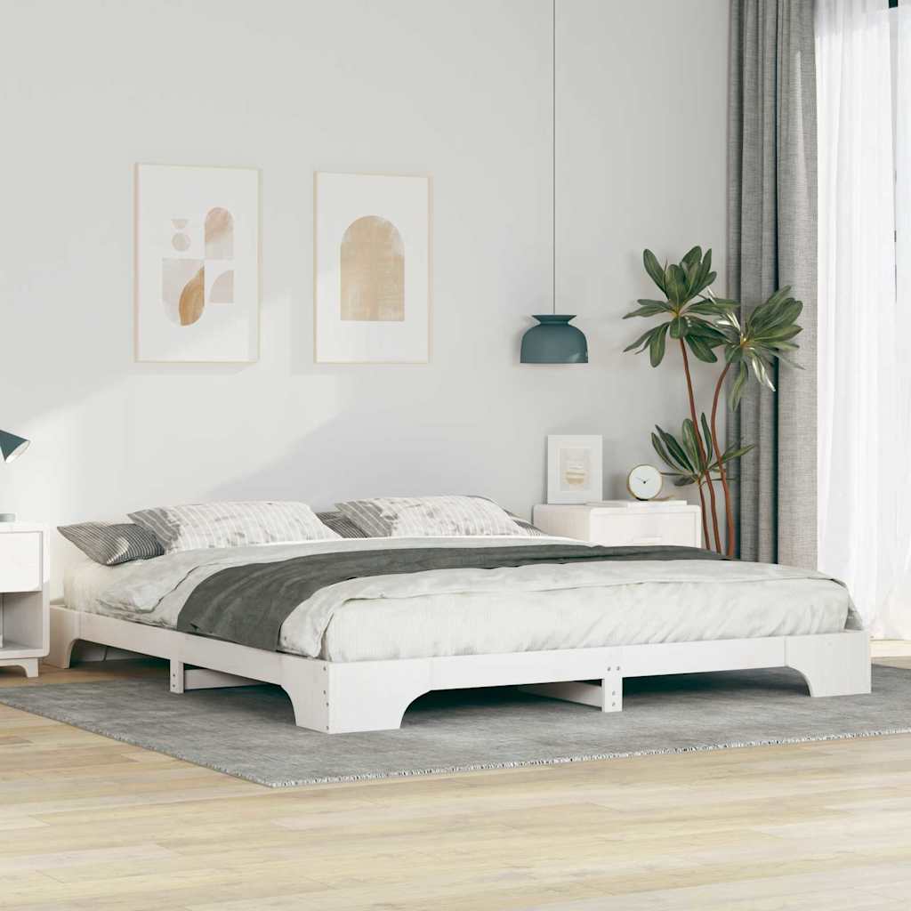 Bed Frame White 180 x 210 cm Solid Pine Wood