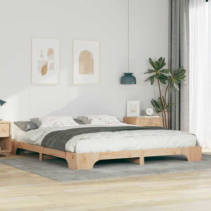Bed Frame Brown 200 x 210 cm Solid Pine Wood
