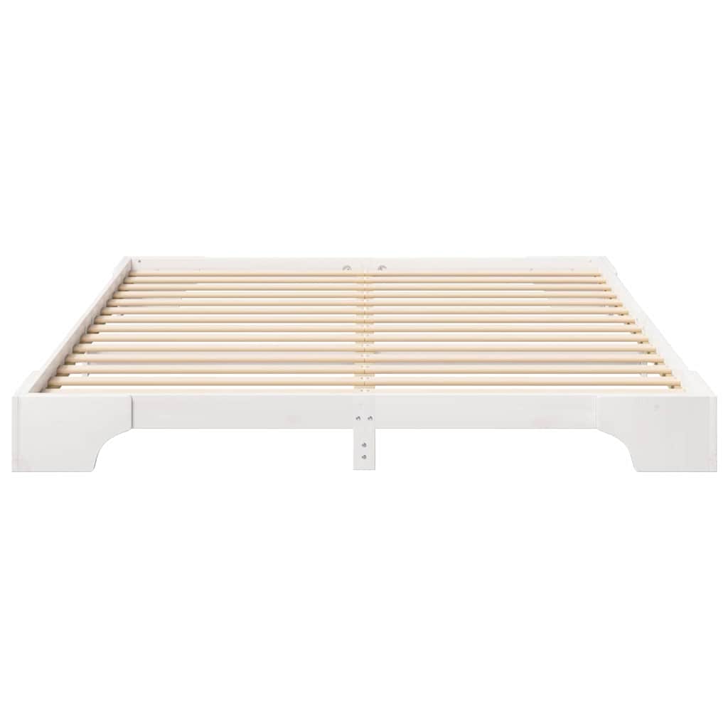 Bed Frame White 200 x 210 cm Solid Pine Wood