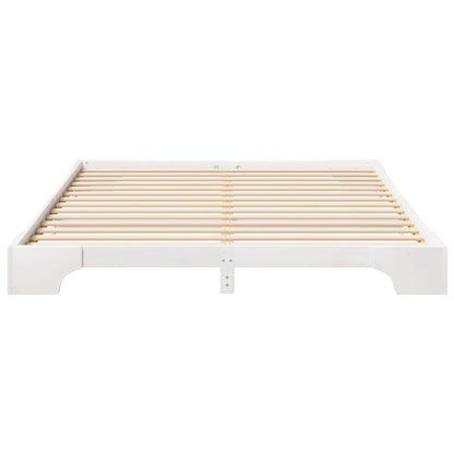 Bed Frame White 200 x 210 cm Solid Pine Wood