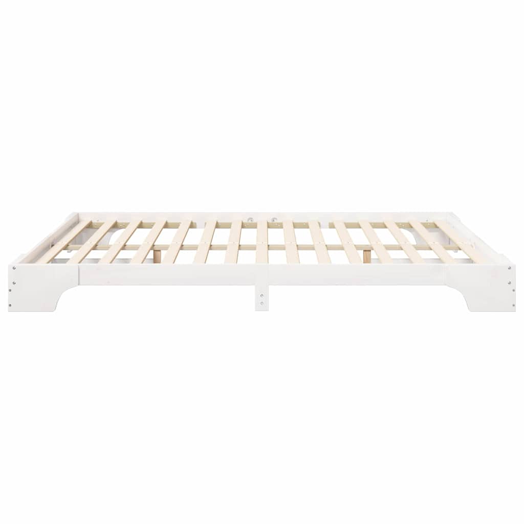 Bed Frame White 200 x 210 cm Solid Pine Wood