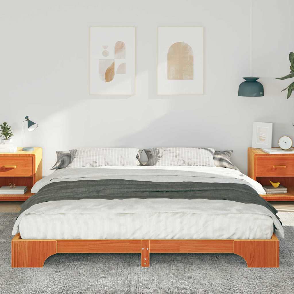 Bed Frame Brown 200 x 210 cm Solid Pine Wood
