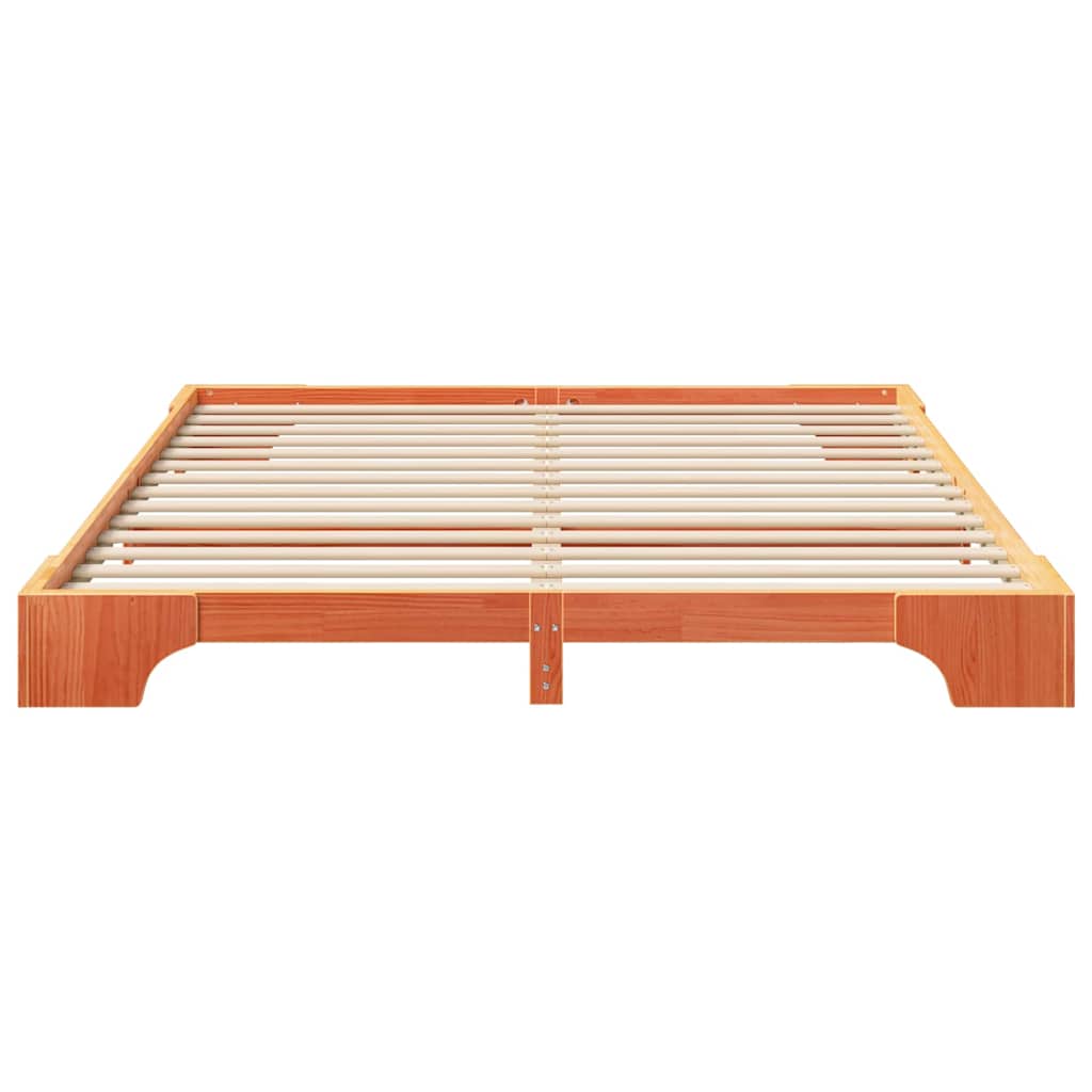 Bed Frame Brown 200 x 210 cm Solid Pine Wood