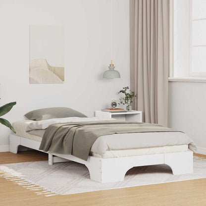 Bed Frame White 80 x 220 cm Solid Pine Wood
