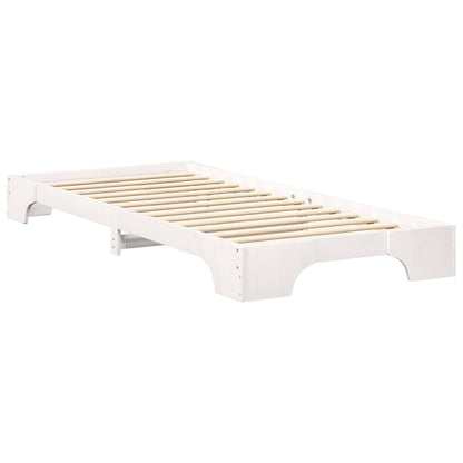 Bed Frame White 100 x 220 cm Solid Pine Wood
