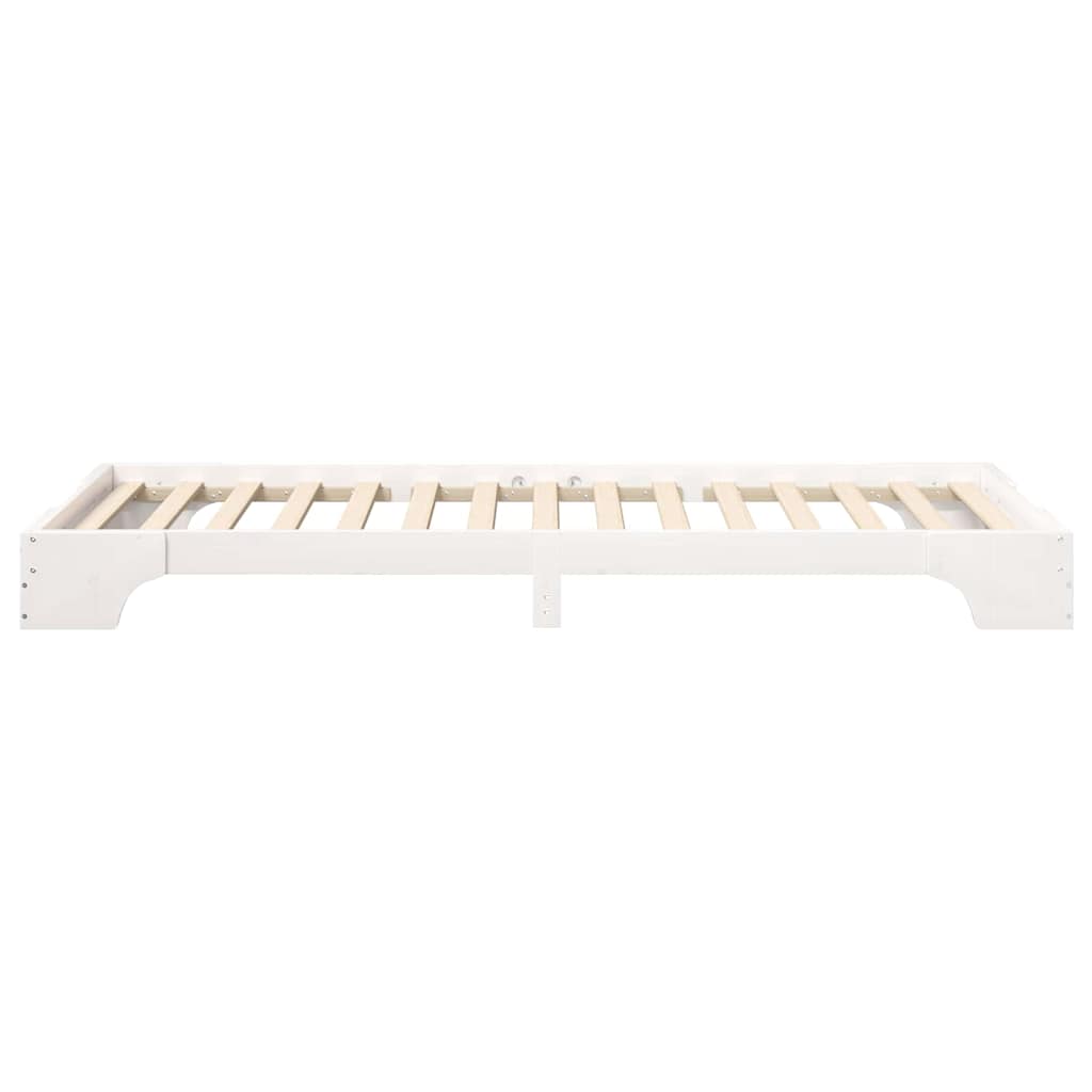 Bed Frame White 100 x 220 cm Solid Pine Wood