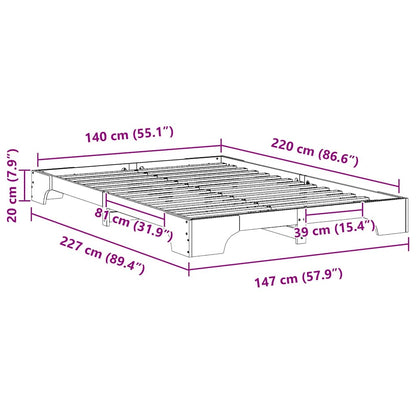 Bed Frame Brown 140 x 220 cm Solid Pine Wood