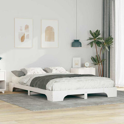 Bed Frame White 140 x 220 cm Solid Pine Wood