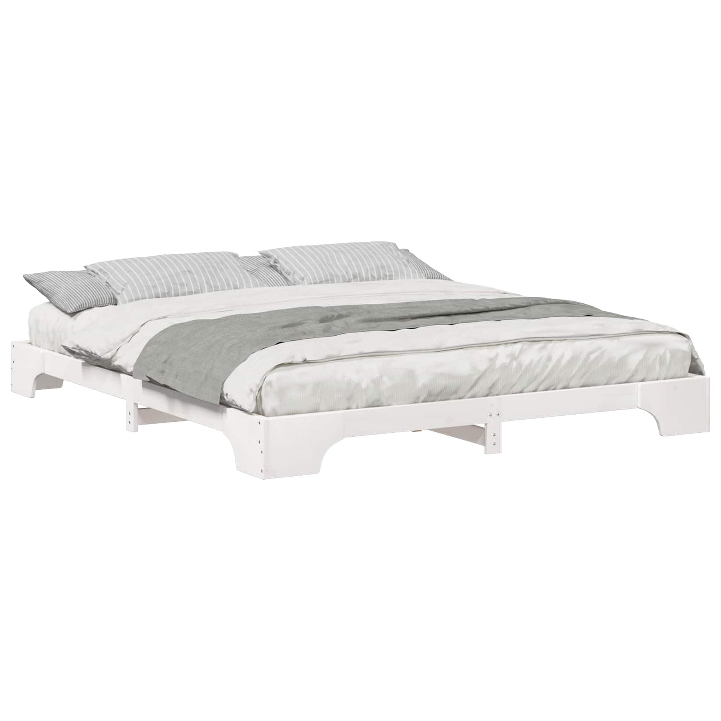 Bed Frame White 180 x 220 cm Solid Pine Wood