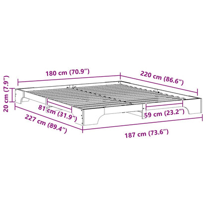 Bed Frame White 180 x 220 cm Solid Pine Wood