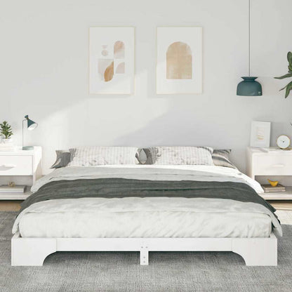 Bed Frame White 200 x 220 cm Solid Pine Wood