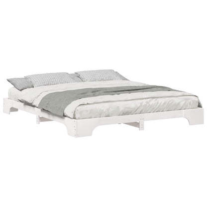Bed Frame White 200 x 220 cm Solid Pine Wood
