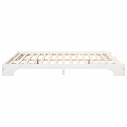 Bed Frame White 200 x 220 cm Solid Pine Wood