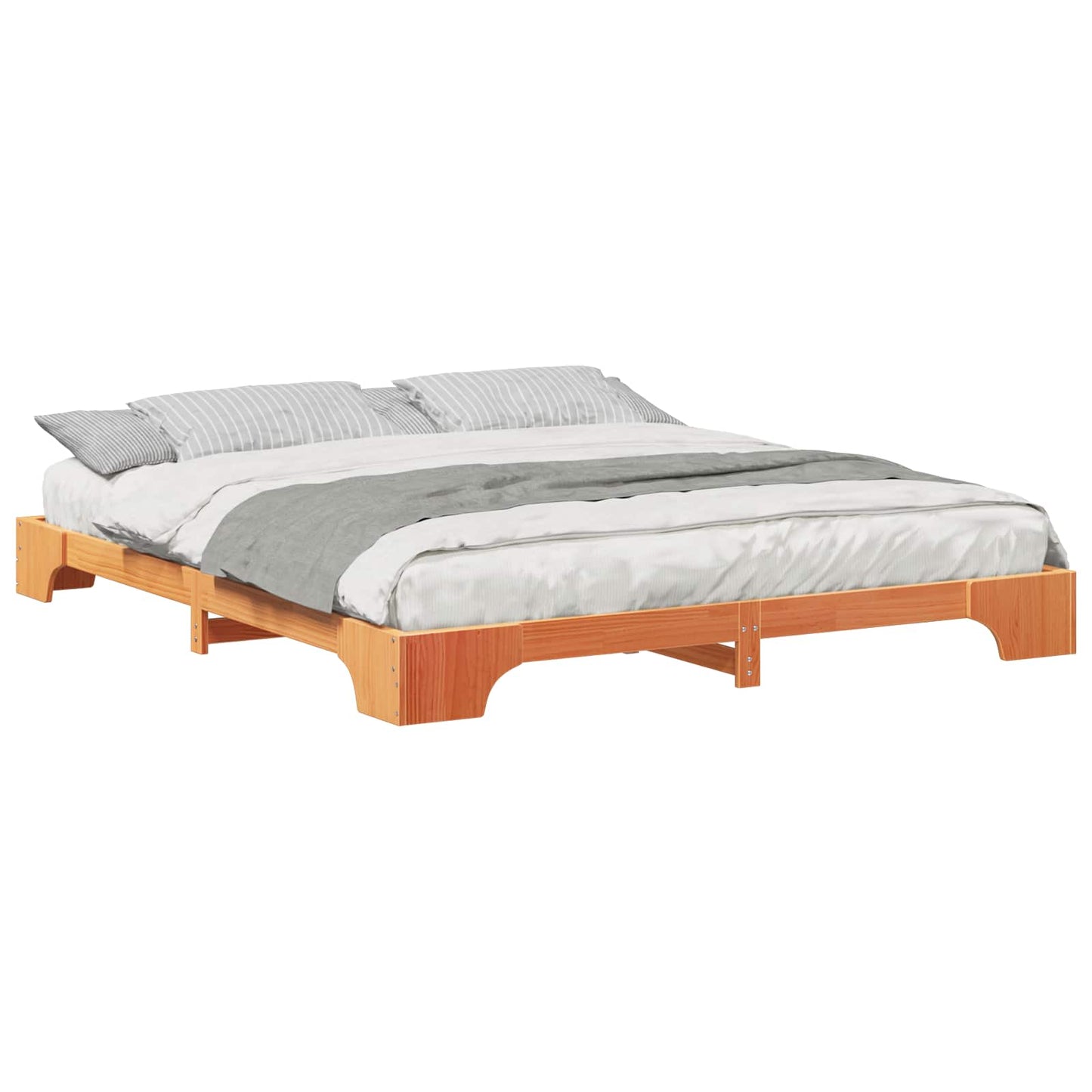Bed Frame Brown 200 x 220 cm Solid Pine Wood