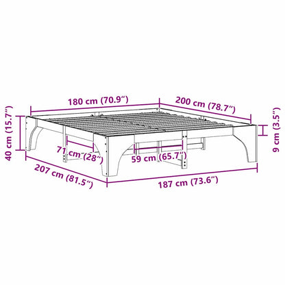 Bed Frame White 180 x 200 cm Solid Pine Wood