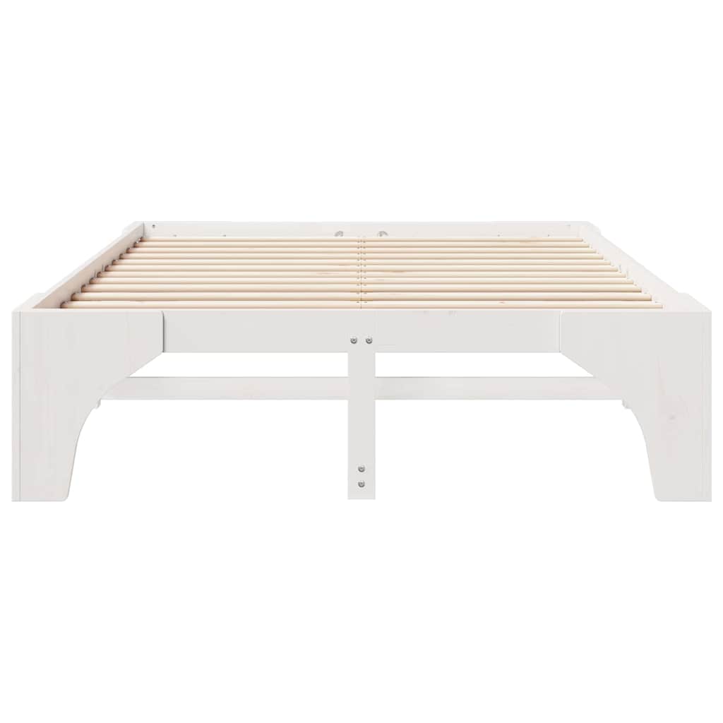 Bed Frame White 160 x 200 cm Solid Pine Wood