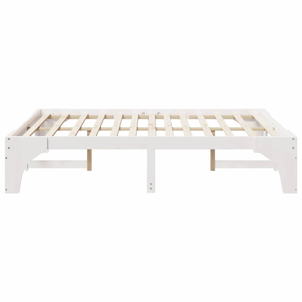 Bed Frame White 160 x 200 cm Solid Pine Wood