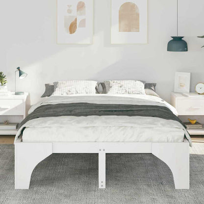 Bed Frame White 140 x 200 cm Solid Pine Wood