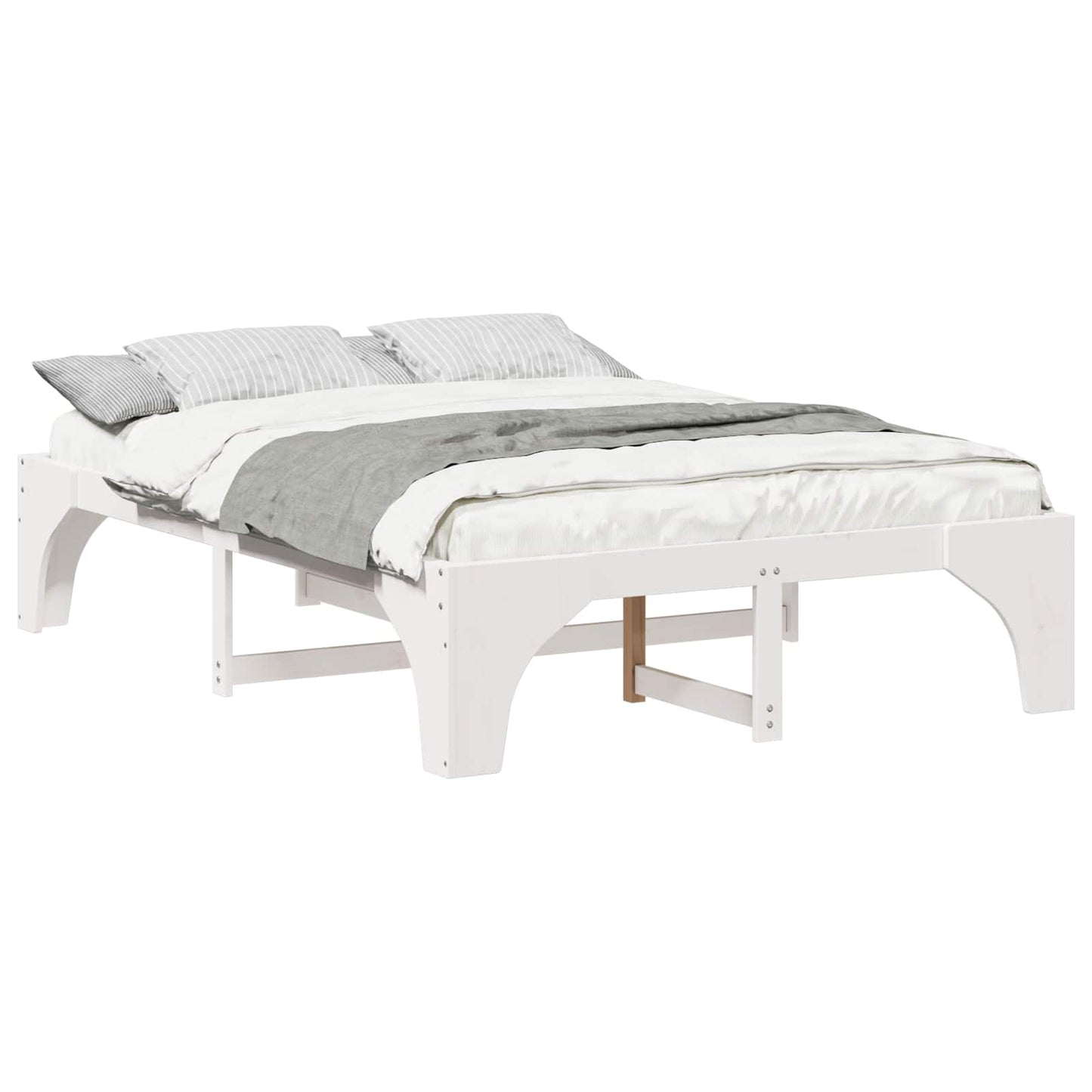 Bed Frame White 140 x 200 cm Solid Pine Wood