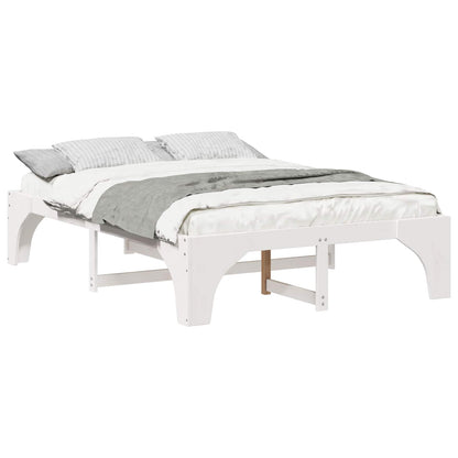 Bed Frame White 140 x 200 cm Solid Pine Wood