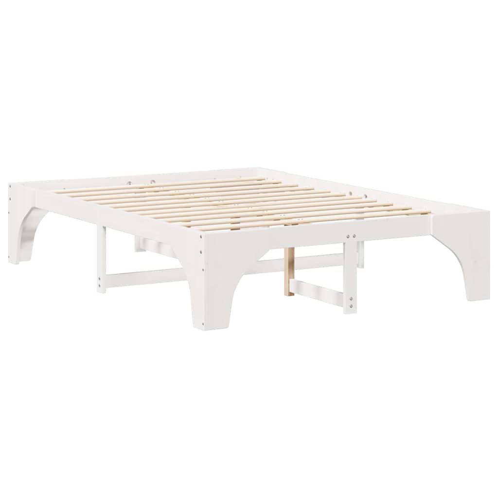 Bed Frame White 140 x 200 cm Solid Pine Wood