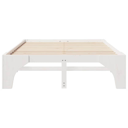 Bed Frame White 140 x 200 cm Solid Pine Wood