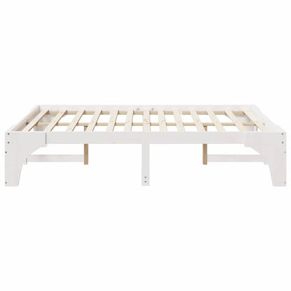 Bed Frame White 140 x 200 cm Solid Pine Wood
