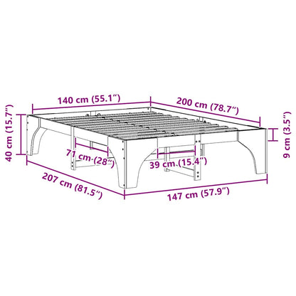 Bed Frame White 140 x 200 cm Solid Pine Wood
