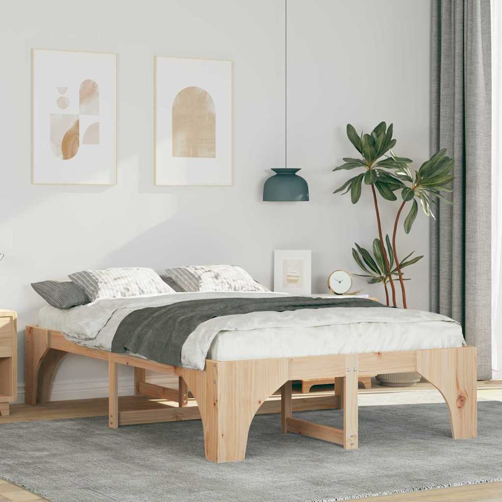 Bed Frame Brown 140 x 190 cm Solid Pine Wood