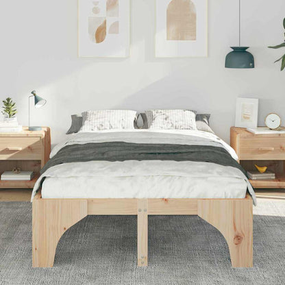 Bed Frame Brown 140 x 190 cm Solid Pine Wood