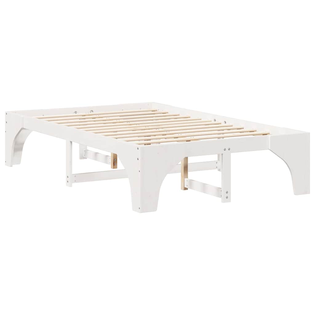 Bed Frame White 140 x 190 cm Solid Pine Wood