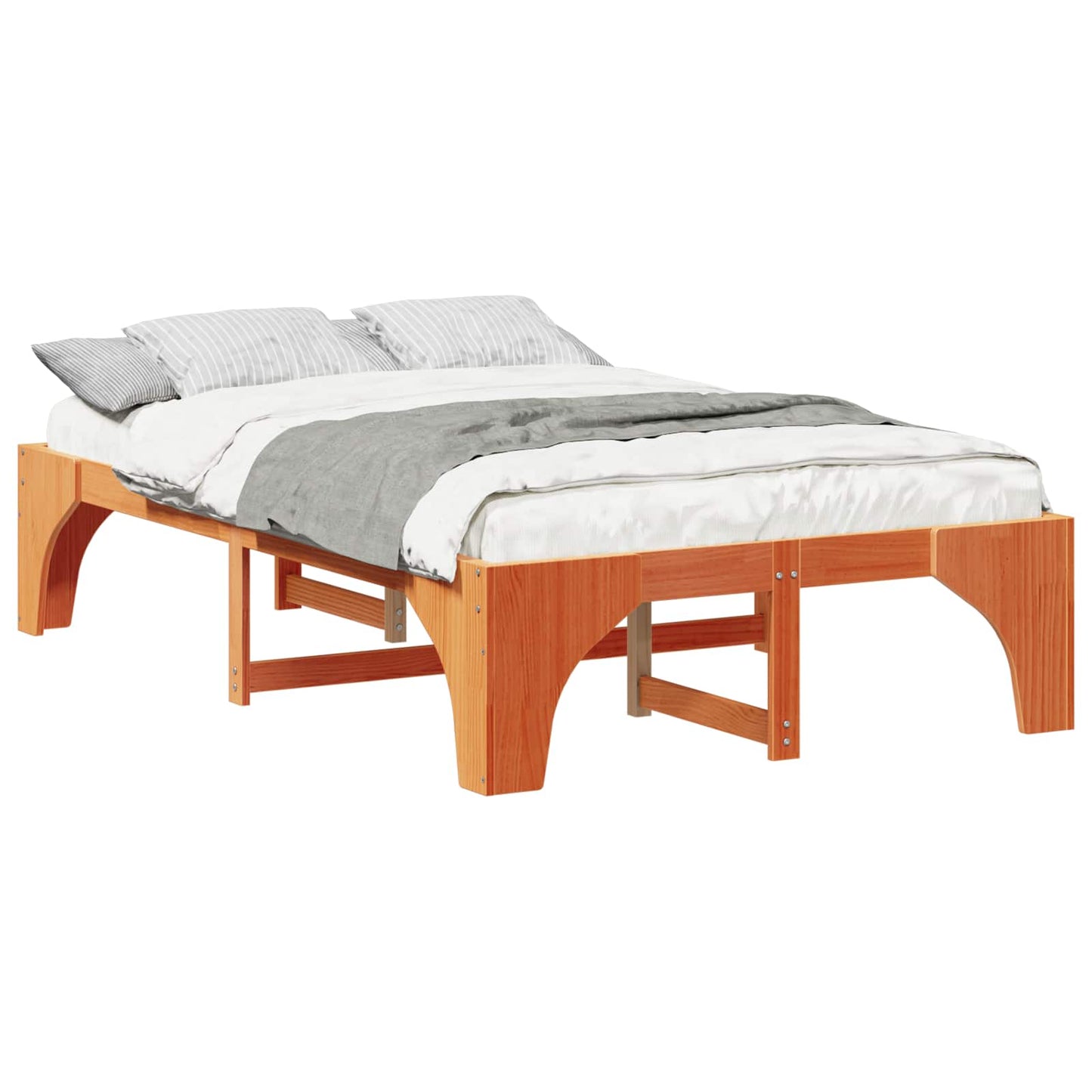 Bed Frame Brown 140 x 190 cm Solid Pine Wood