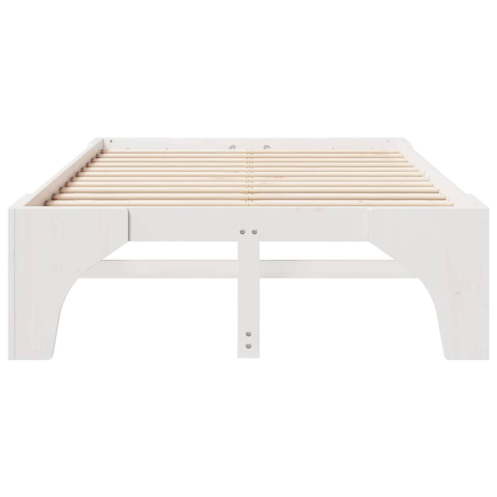 Bed Frame White 135 x 190 cm Solid Pine Wood
