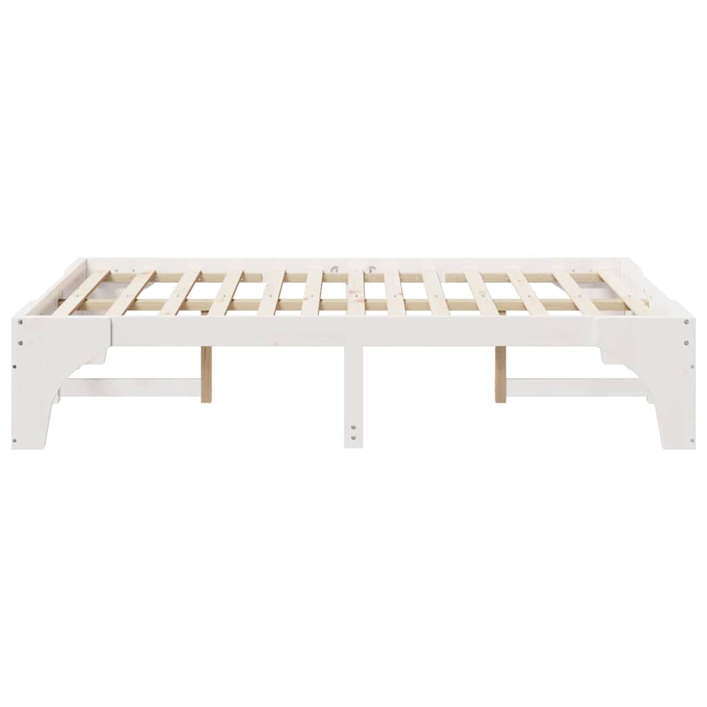 Bed Frame White 135 x 190 cm Solid Pine Wood