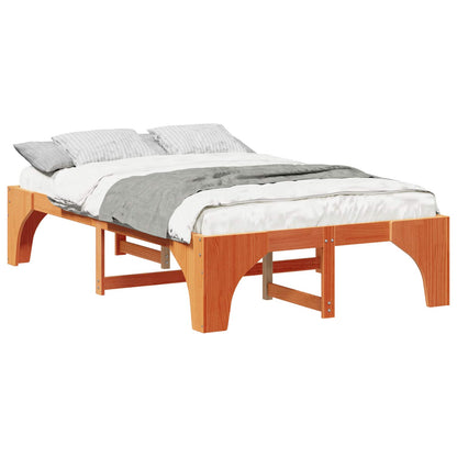 Bed Frame Brown 135 x 190 cm Solid Pine Wood