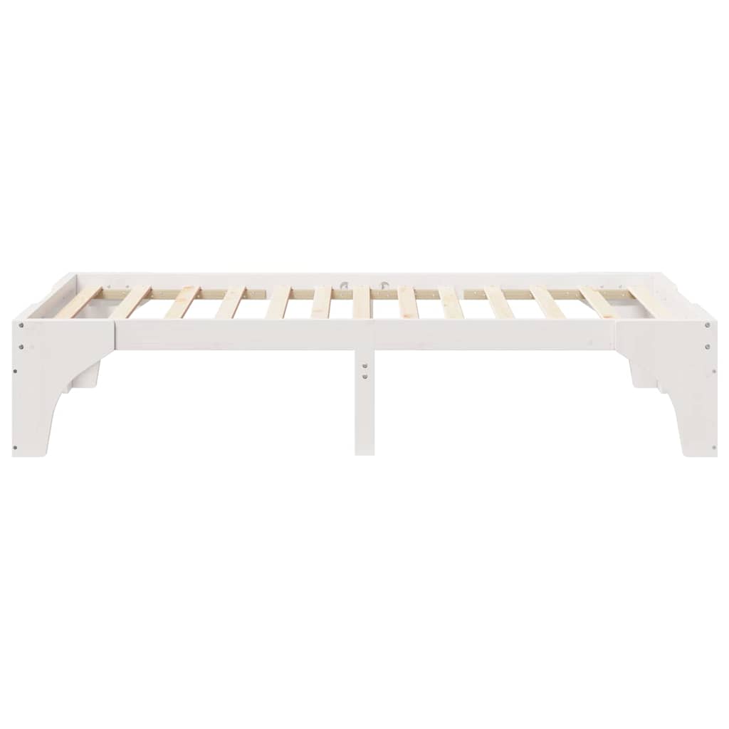Bed Frame White 100 x 200 cm Solid Pine Wood