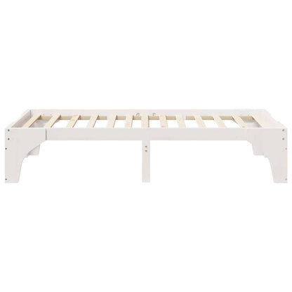 Bed Frame White 100 x 200 cm Solid Pine Wood