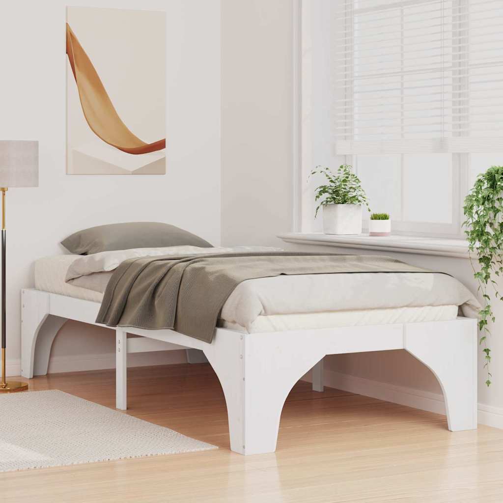 Bed Frame White 90 x 190 cm Solid Pine Wood