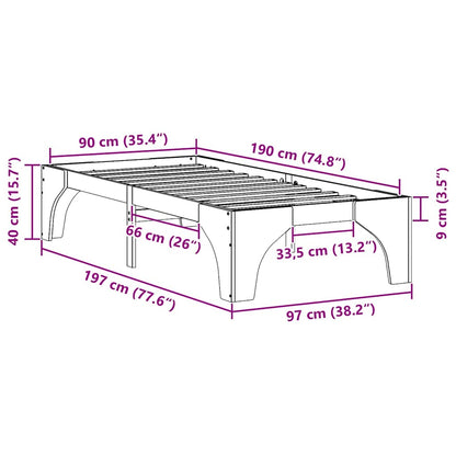 Bed Frame White 90 x 190 cm Solid Pine Wood