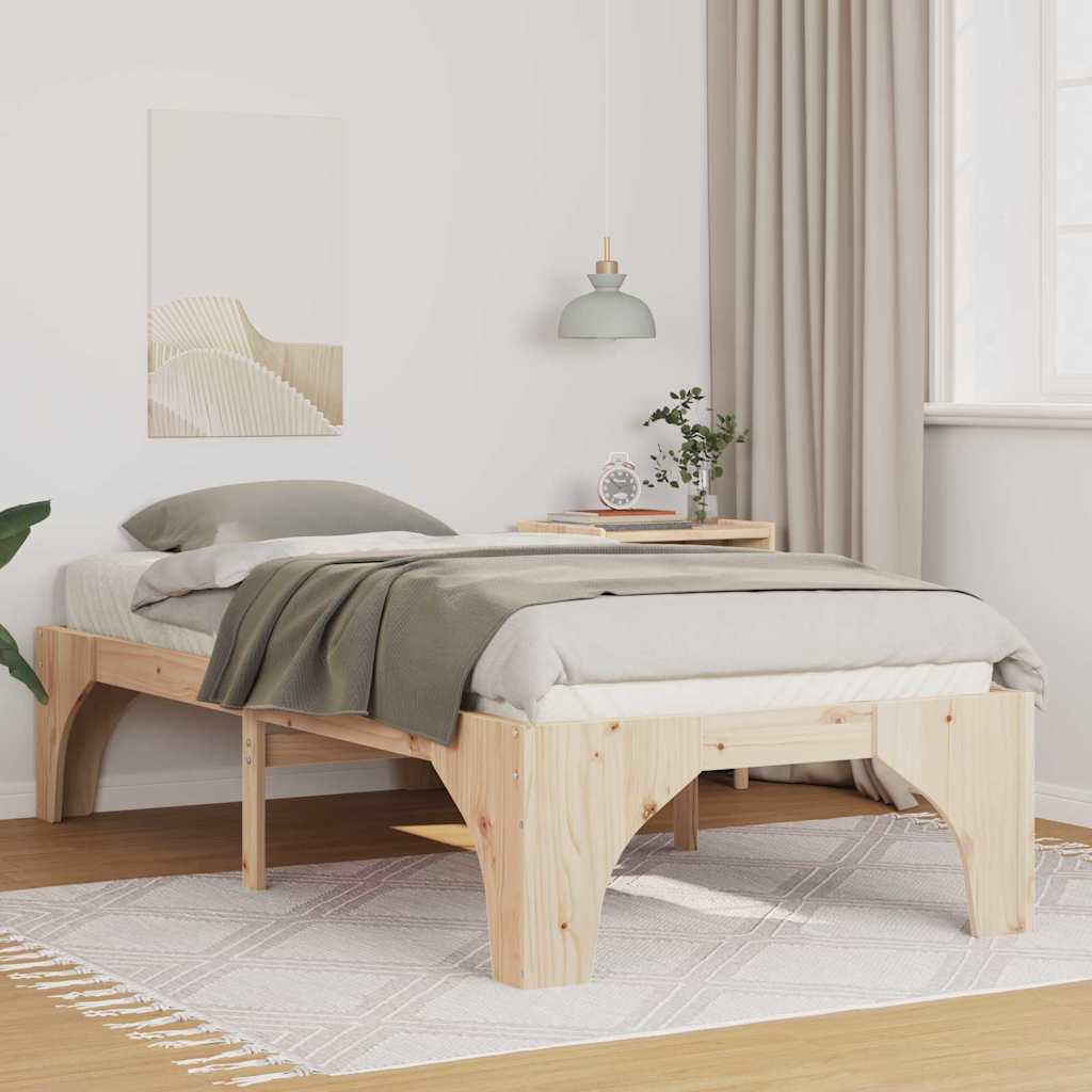 Bed Frame Brown 75 x 190 cm Solid Pine Wood