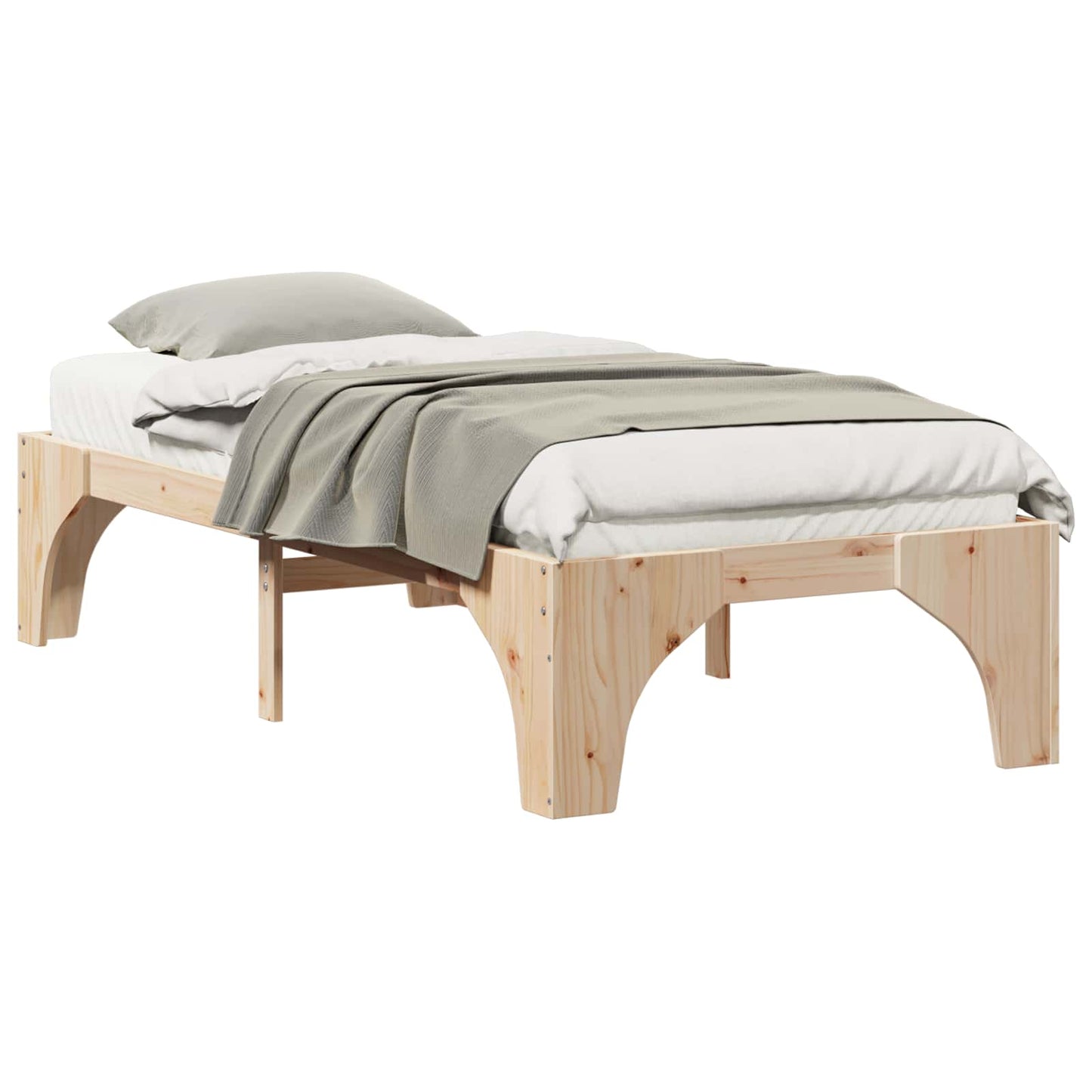Bed Frame Brown 75 x 190 cm Solid Pine Wood