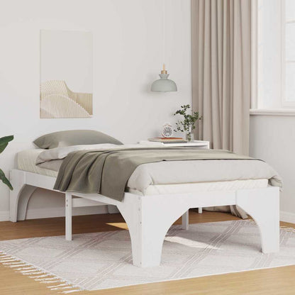 Bed Frame White 75 x 190 cm Solid Pine Wood