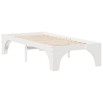 Bed Frame White 75 x 190 cm Solid Pine Wood