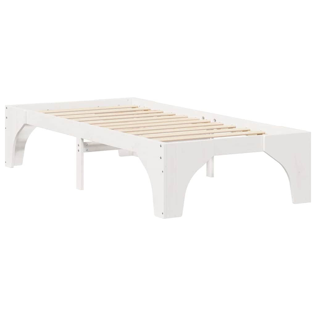 Bed Frame White 75 x 190 cm Solid Pine Wood