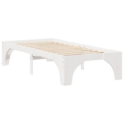 Bed Frame White 75 x 190 cm Solid Pine Wood