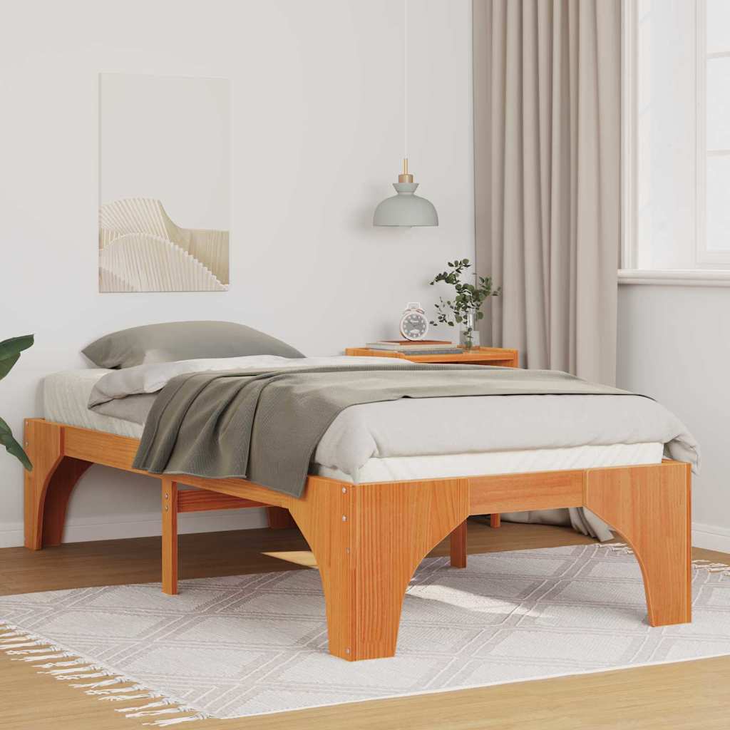 Bed Frame Brown 75 x 190 cm Solid Pine Wood
