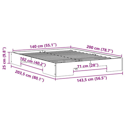 Bed Frame Brown 140 x 200 cm