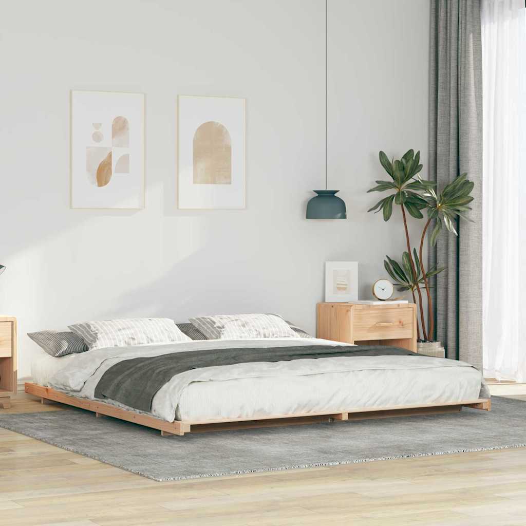 Bed Frame Brown 200 x 200 cm Solid Pine Wood